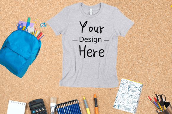 Back to School Gray Color T-shirt Mockup for Graphics & T-Shirts