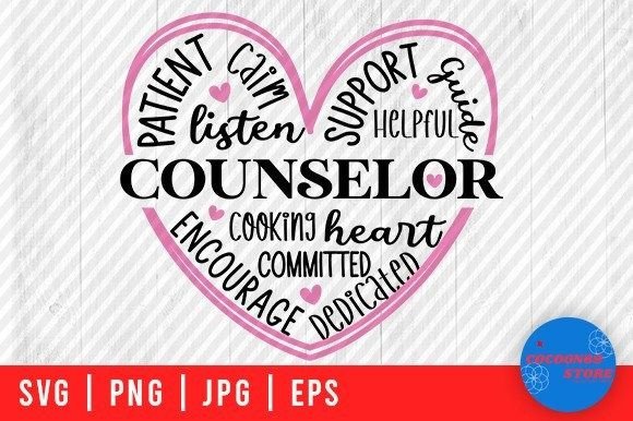 Counselor Heart Back to School SVG Graphics for Crafts