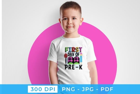 First Day of Pre-k Back to School PNG: Graphics for Crafts & Content